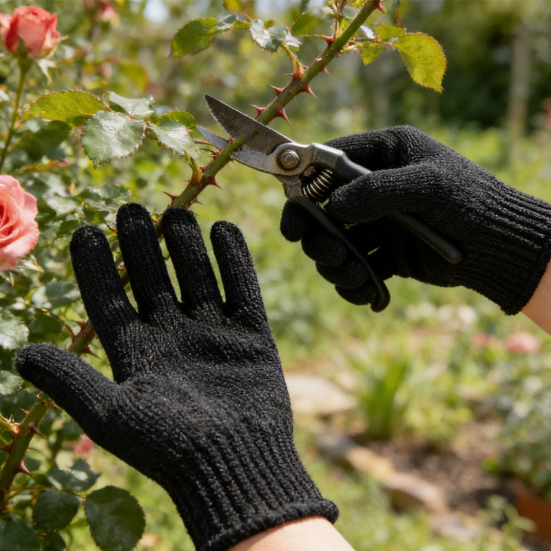 Cut Resistant Glove - 1 Pair Black Steel Wire Metal