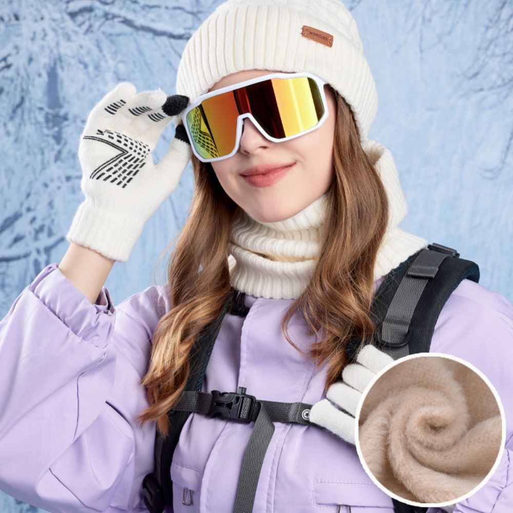 3pcs Hiking Solid Color Hat Sc - Wool Glove Lined avis et prix