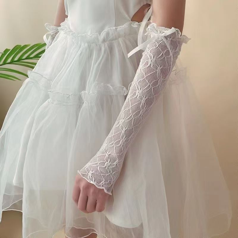 Summer Long Lace Ruffle Mesh F - Fingerless Glove Knit avis et prix