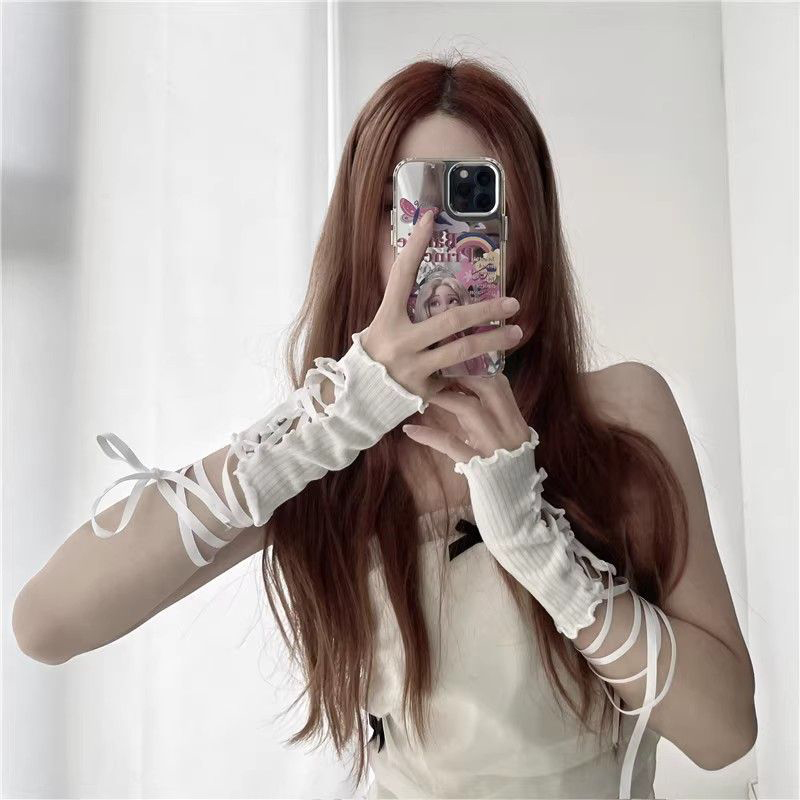 Women Lace‑Up Fingerless Arm S - Fingerless Glove Knit avis et prix