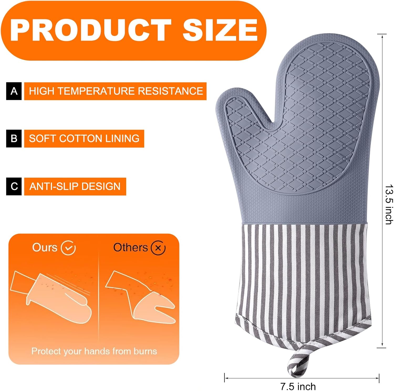 Silicone Oven Mitts, 500°F Hea - Heat Resistant Glove avis et prix