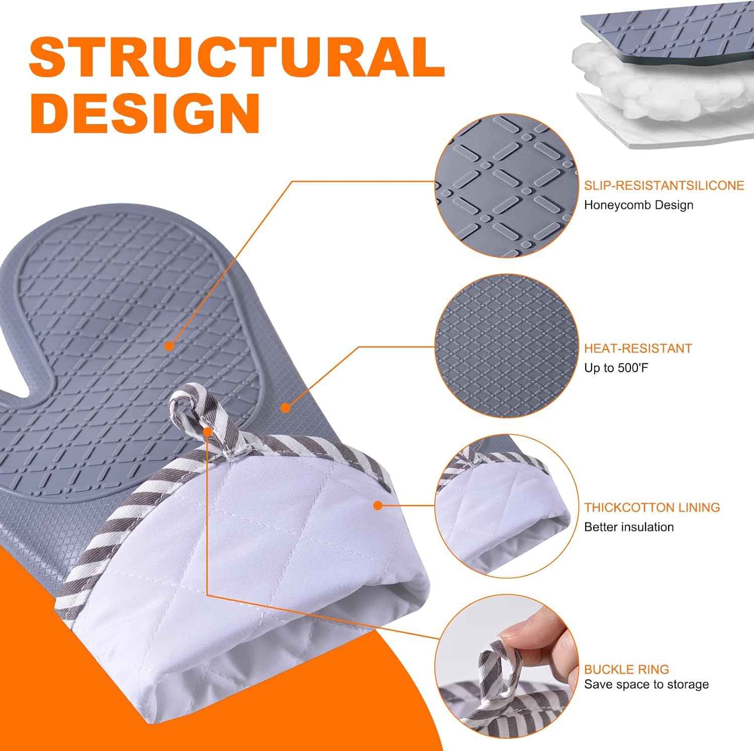 Silicone Oven Mitts, 500°F Hea - Heat Resistant Glove avis et prix