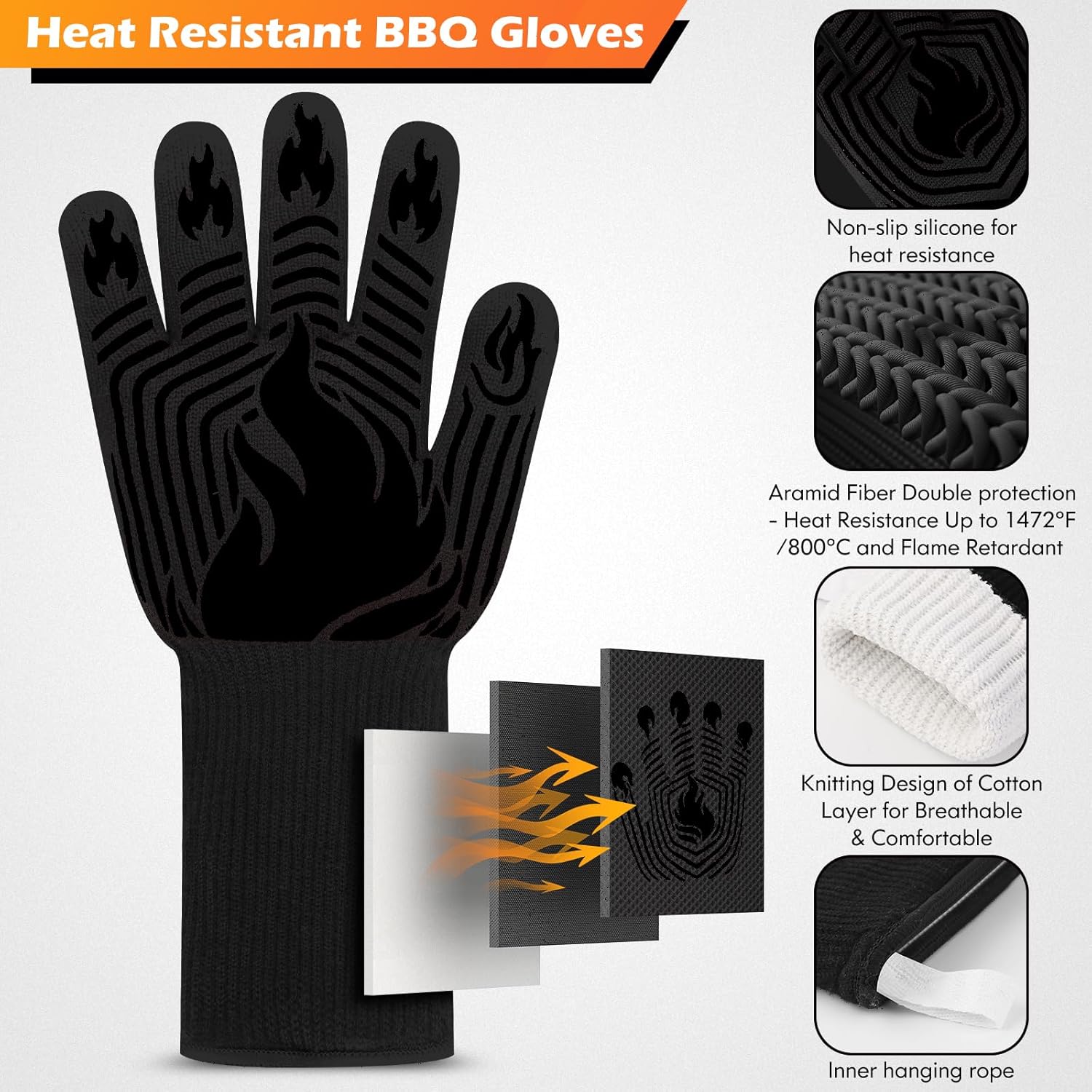 BBQ Gloves, 1472°F Heat Resist - Heat Resistant Glove avis et prix