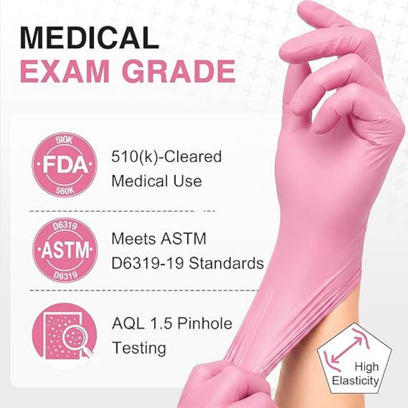 Pink Nitrile Disposable Gloves - Latex Disposable Glove avis et prix