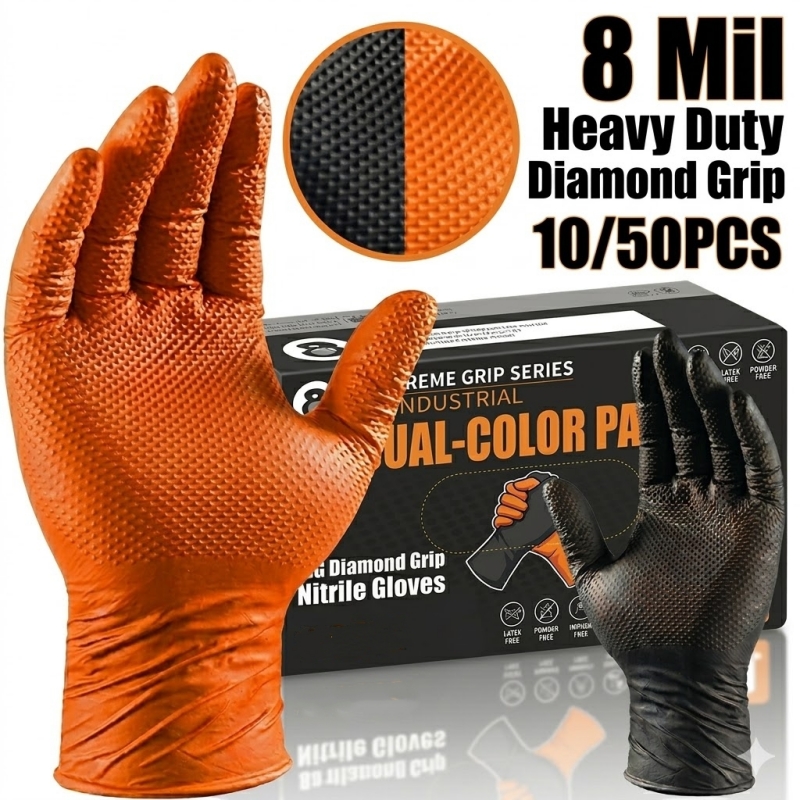 Heavy Duty Orange Nitrile Glov - Nitrile Mechanic Glove avis et prix