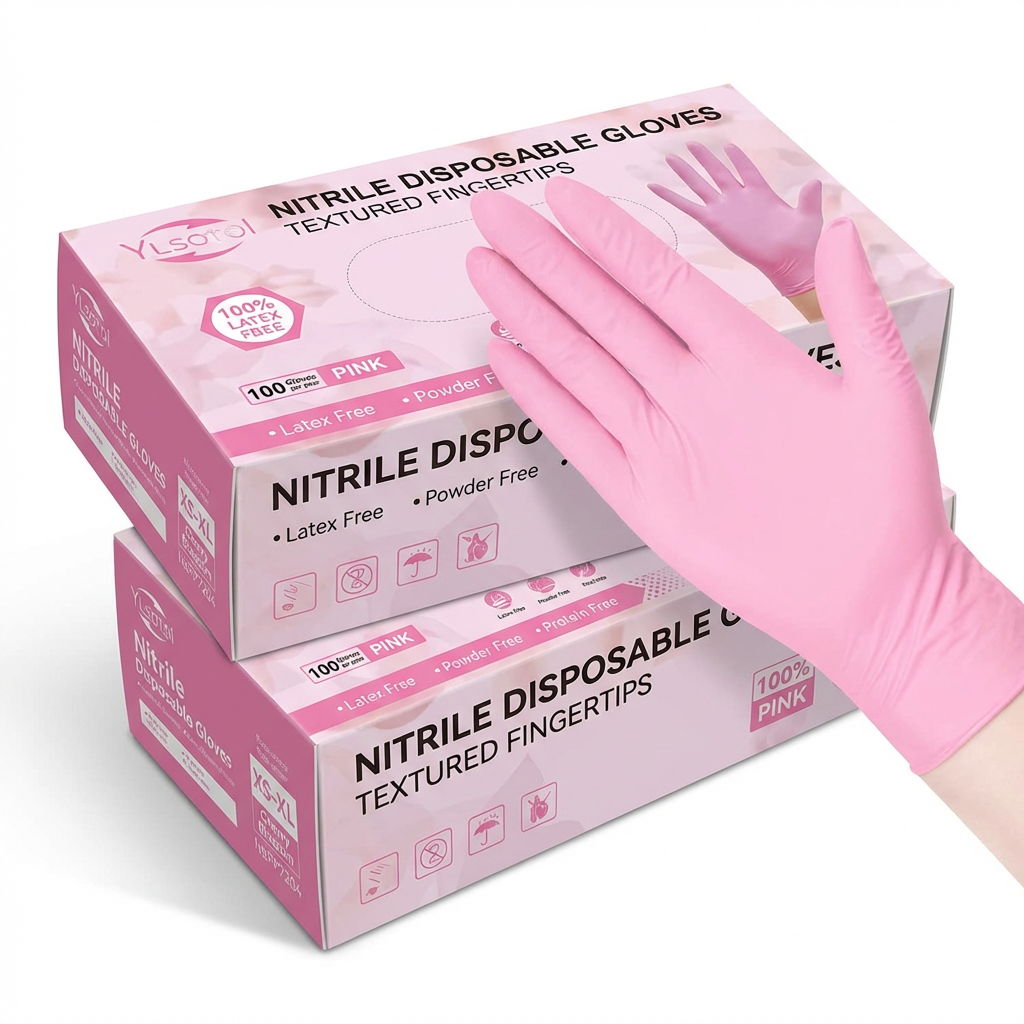 Simple Pink Nitrile Gloves 100 - Rubber Glove Cleaning avis et prix
