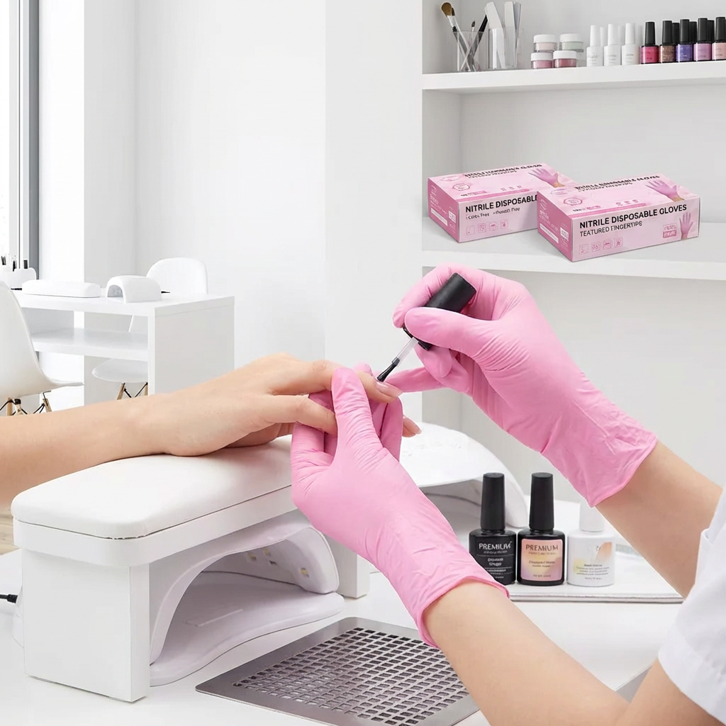 Simple Pink Nitrile Gloves 100 - Rubber Glove Cleaning avis et prix