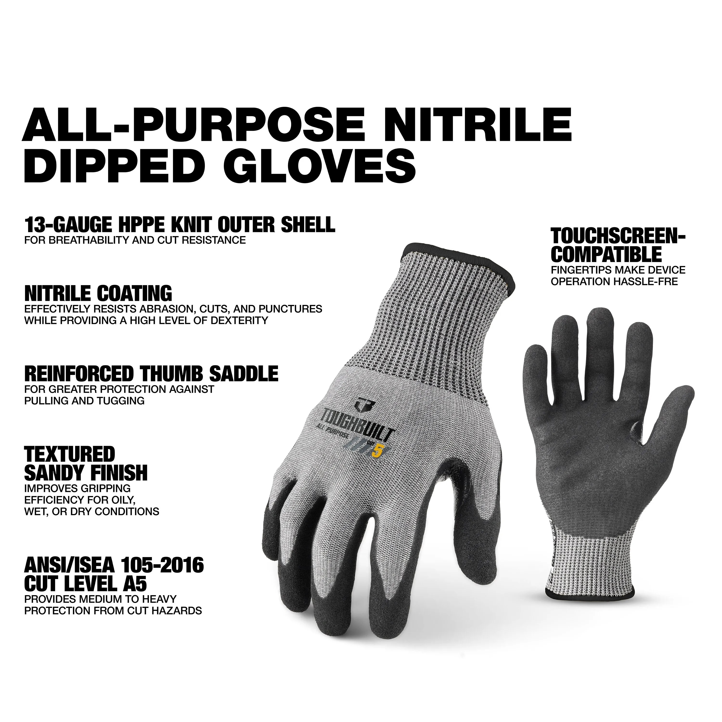TOUGHBUILT TB-P2-112-5-L Nitri - Nitrile Mechanic Glove avis et prix