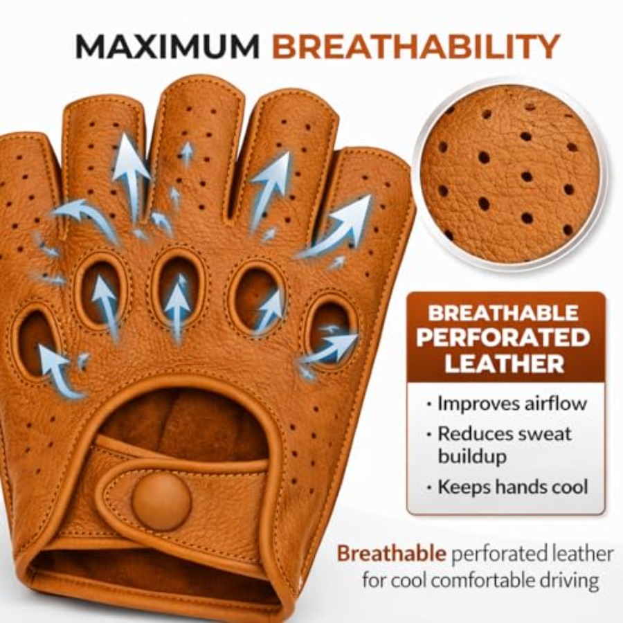 Mens fingerless leather drivin - Leather Driving Glove avis et prix