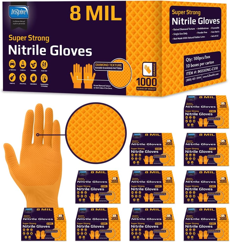 Heavy Duty Orange Nitrile Glov - Nitrile Mechanic Glove avis et prix