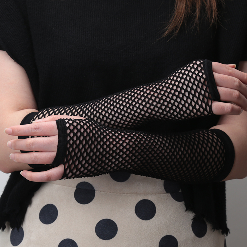 New black Fishnet Fingerless L - Fingerless Glove Knit avis et prix