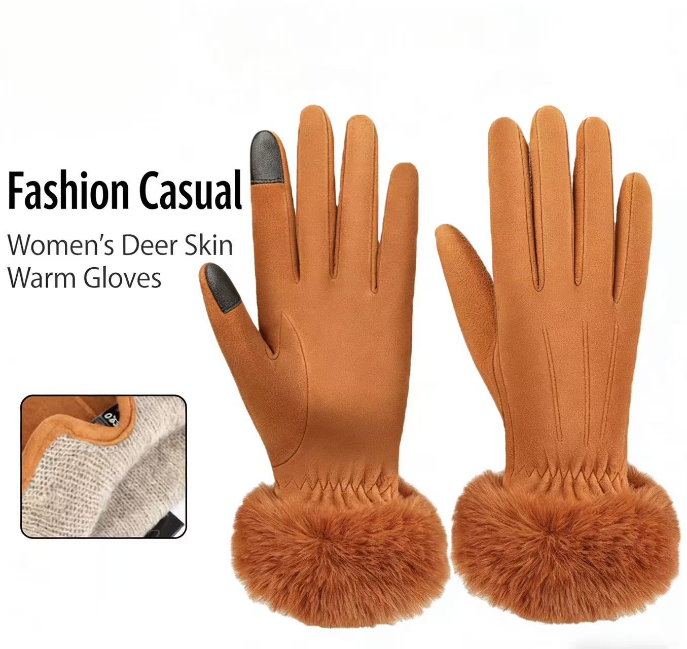 Women's Deerskin Warm Gloves A - Wool Glove Lined avis et prix