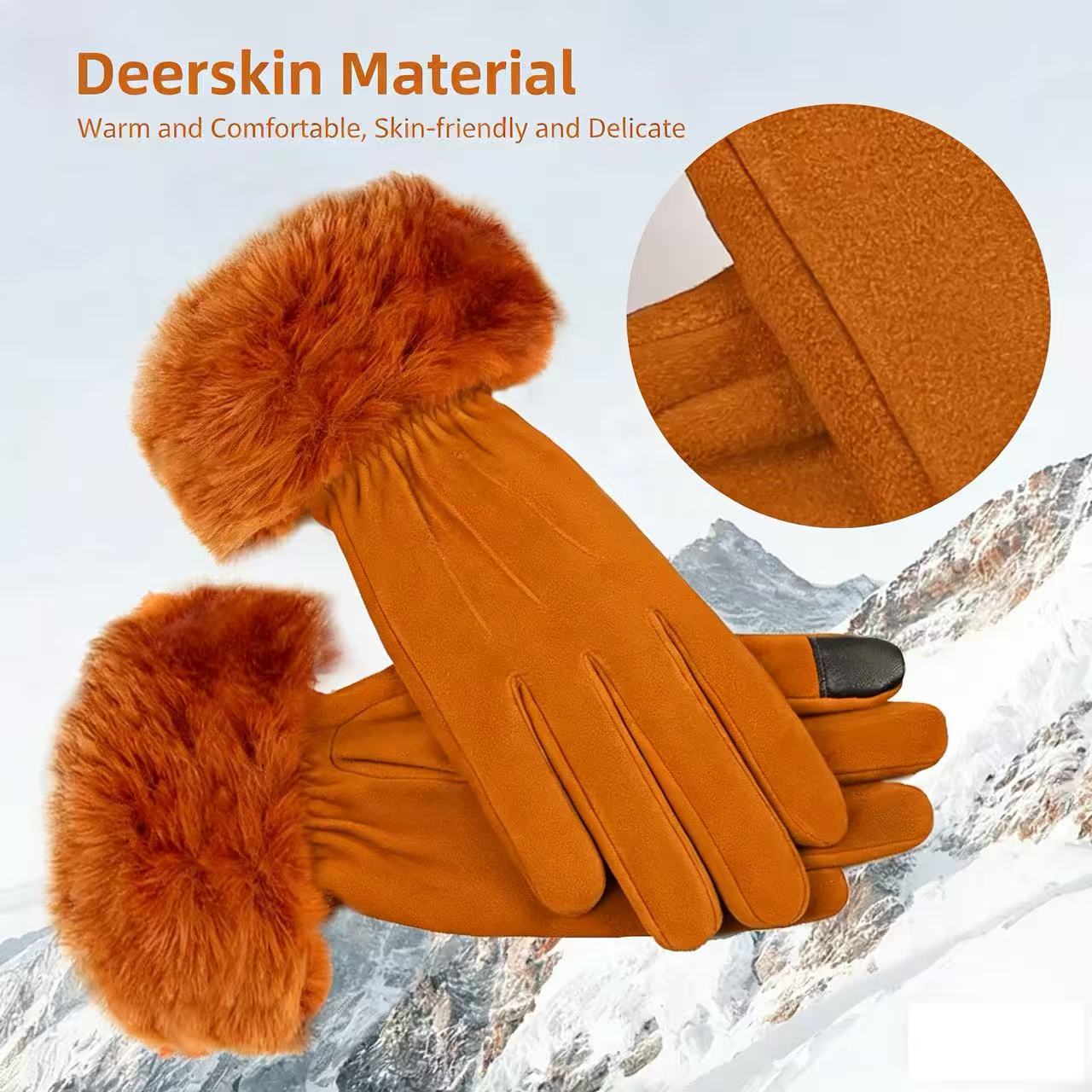 Women's Deerskin Warm Gloves A - Wool Glove Lined avis et prix