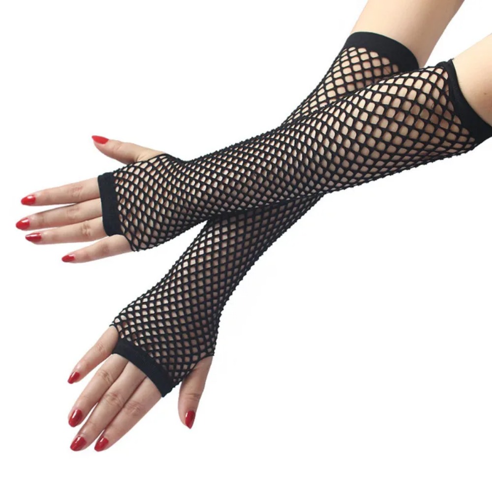 Women Neon Fishnet Long Finger - Fingerless Glove Knit avis et prix