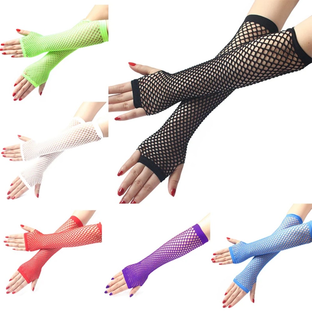 Women Neon Fishnet Long Finger - Fingerless Glove Knit avis et prix