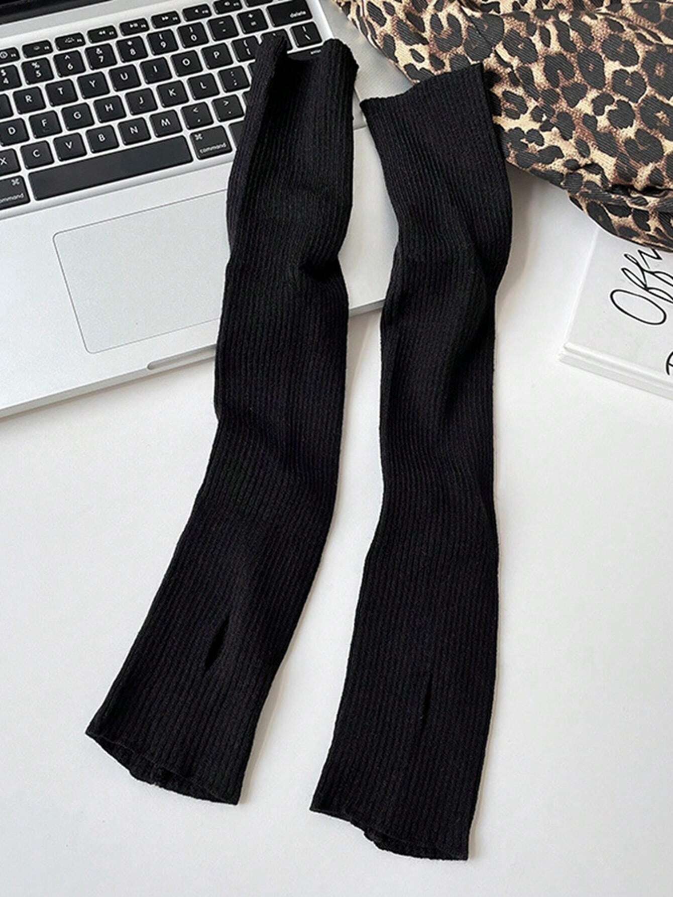 Black Fingerless Knitted Glove - Fingerless Glove Knit avis et prix