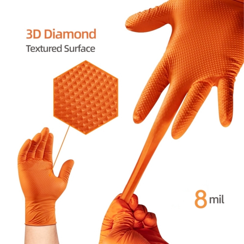 Heavy Duty Orange Nitrile Glov - Nitrile Mechanic Glove avis et prix