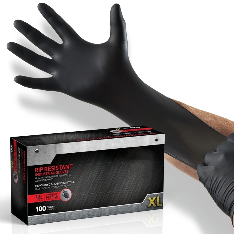 100PCS Black Nitrile Gloves Di - Latex Disposable Glove avis et prix